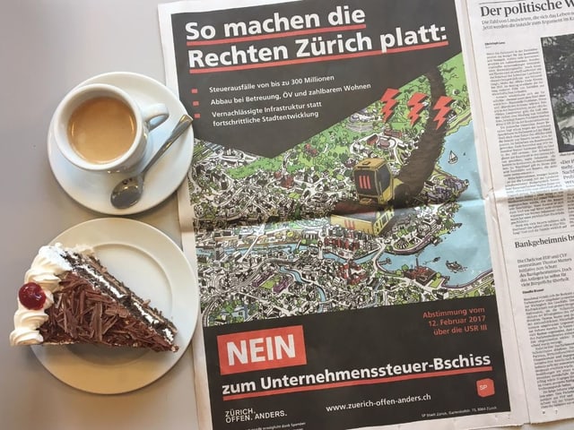 Das Zeitungsinserat der SP. Das Zeitungsinserat der SP.