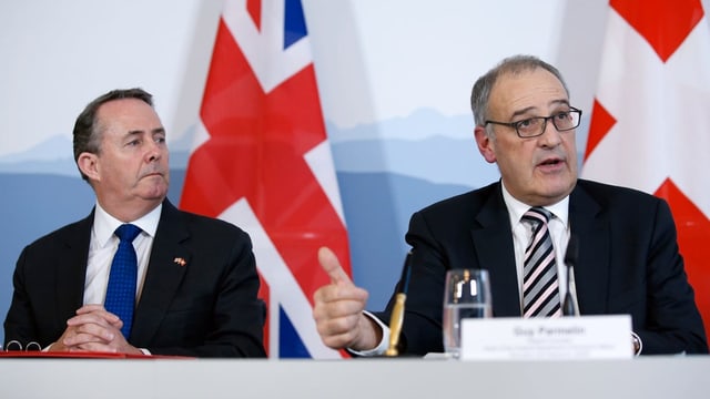 Liam Fox und Wirtschaftsminister Guy Parmelin Liam Fox und Wirtschaftsminister Guy Parmelin