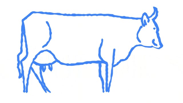 Skizze einer Kuh und ein Vorschlag dazu von Auto Draw: Eine Kuh. Skizze einer Kuh und ein Vorschlag dazu von Auto Draw: Eine Kuh.