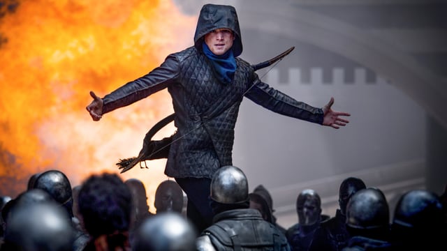 In the picture, Robin Hood can be seen, in the background an explosion. In the picture, Robin Hood can be seen, in the background an explosion.