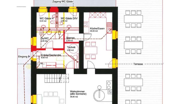 Il plan da la tegia d'alp Scharmoin che vegn renovada. Il plan da la tegia d'alp Scharmoin che vegn renovada.