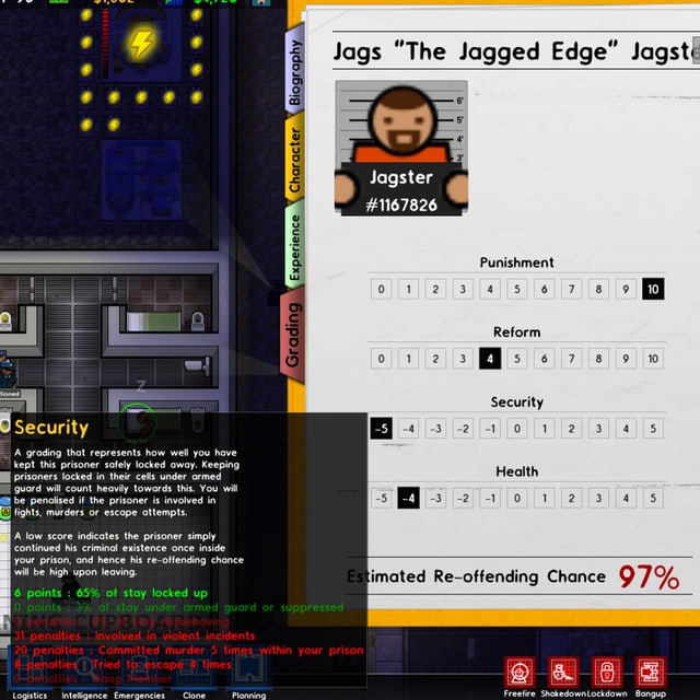 Die Statistik des Häftlings Jagster. Ausbruchversuche, Morde, Schlägereien. Die Statistik des Häftlings Jagster. Ausbruchversuche, Morde, Schlägereien.