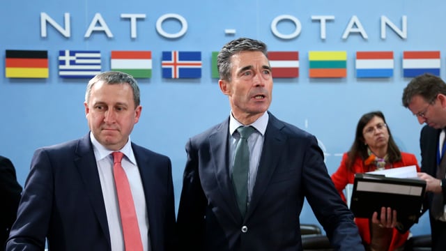 Nato-Generalsekretär Rasmussen und der ukrainische Aussenminister Deshchytsia. Nato-Generalsekretär Rasmussen und der ukrainische Aussenminister Deshchytsia.