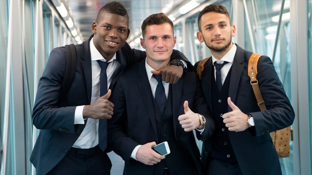Embolo, Xhaka und Aliji. Embolo, Xhaka und Aliji.