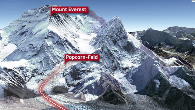 Eine Karte des Mount Everest. Eine Karte des Mount Everest.