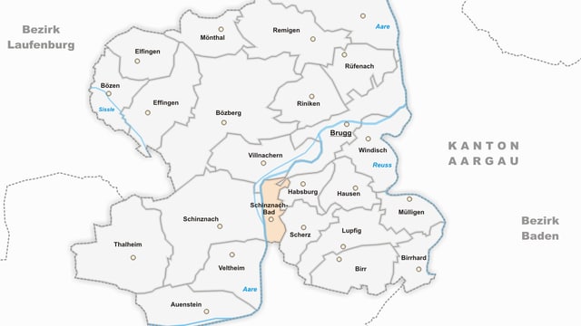 Karte des Bezirks Brugg Karte des Bezirks Brugg