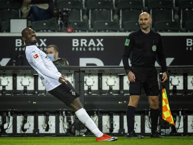 Marcus Thuram hat am Samstag im Spiel gegen den SC Freiburg allen Grund zum Jubeln