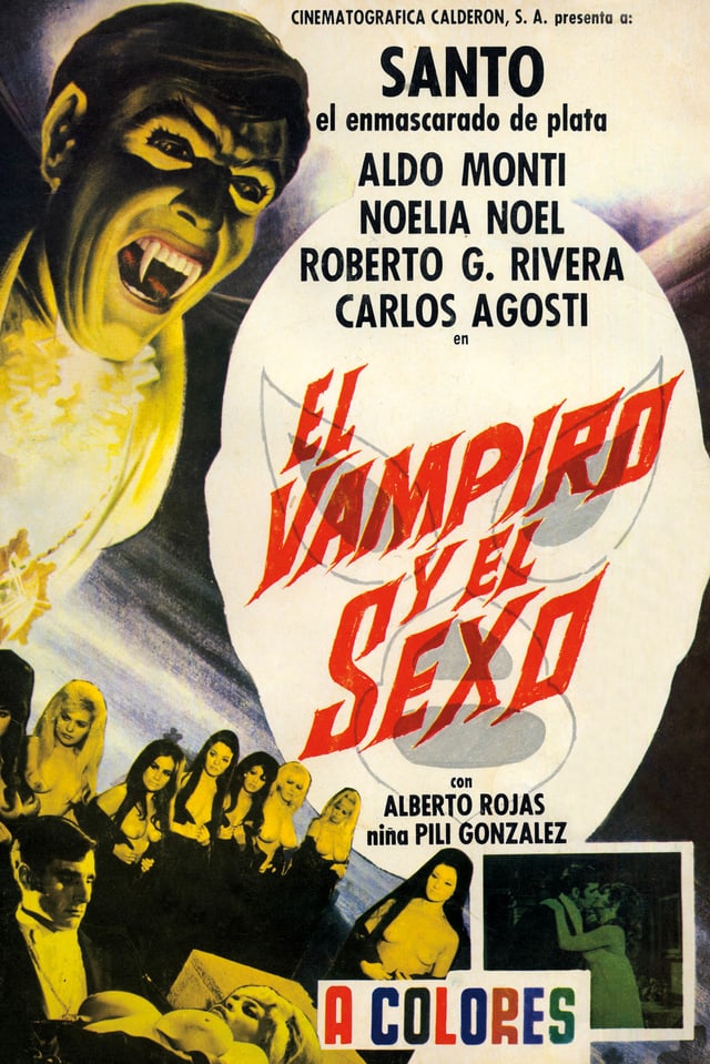 Ein Filmposter: Links ist ein Vampir mit offenem Mund und scharfen Zähnen. Ein Filmposter: Links ist ein Vampir mit offenem Mund und scharfen Zähnen.