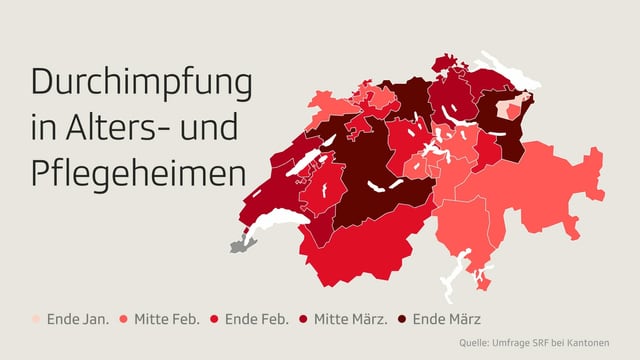 Grafik zu den Unterschieden zwischen den Kantonen bei der Durchimpfung von Altersheimen. Grafik zu den Unterschieden zwischen den Kantonen bei der Durchimpfung von Altersheimen.