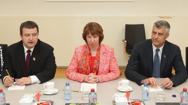 Dacic, Ashton und Thaci. Dacic, Ashton und Thaci.