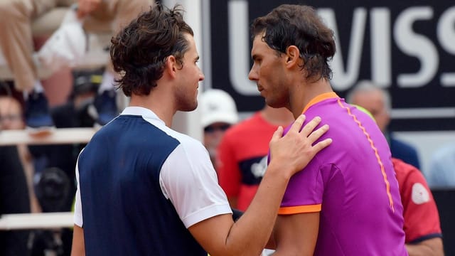 Thiem nach dem Sieg gegen Nadal in Rom. Thiem nach dem Sieg gegen Nadal in Rom.