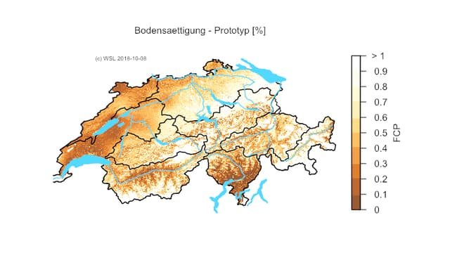 Eine Karte zeigt, wo der Boden trocken ist. Eine Karte zeigt, wo der Boden trocken ist.