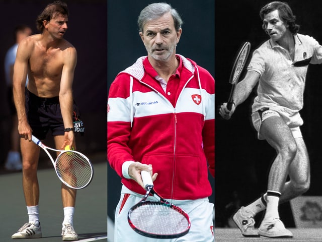Bildcombo von Heinz Günthardt. Oben ohne als Trainer von Steffi Graf (1995), im Trainer als Fedcup-Coach (2019) und im Tennis-Dress als Aktiver (1983). Bildcombo von Heinz Günthardt. Oben ohne als Trainer von Steffi Graf (1995), im Trainer als Fedcup-Coach (2019) und im Tennis-Dress als Aktiver (1983).