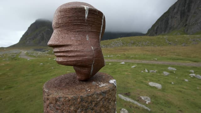 eine Skulptur eines Kopfs eine Skulptur eines Kopfs