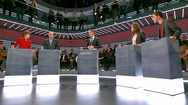 Ruth Humbel, Alain Berset, Silvia Schenker und Dimitri Rougy in der «Arena». Ruth Humbel, Alain Berset, Silvia Schenker und Dimitri Rougy in der «Arena».