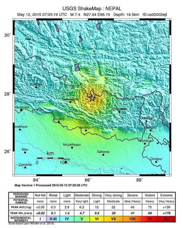 Charta che mussa l'epicenter dal terratrembel dals 12-5 en il Nepal. Charta che mussa l'epicenter dal terratrembel dals 12-5 en il Nepal.