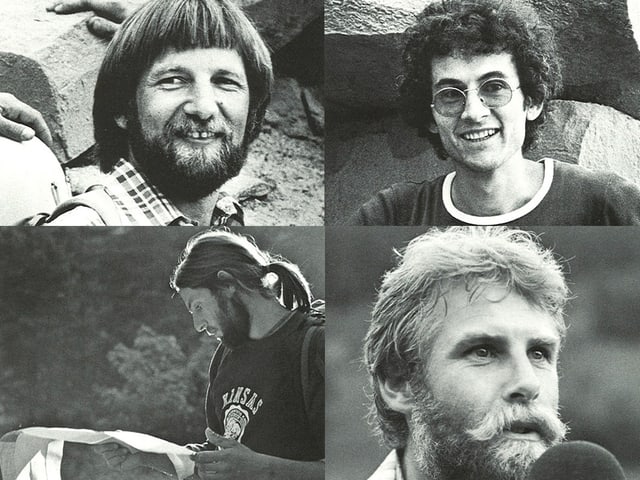 Porträtbilder in schwarzweiss von Toni Steiner, Daniel Bähler, Kurt Saurer und Markus Liechti. Porträtbilder in schwarzweiss von Toni Steiner, Daniel Bähler, Kurt Saurer und Markus Liechti.