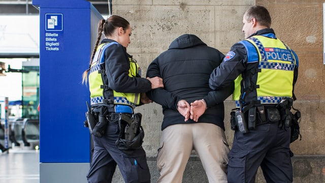 Bahnpolizisten verhaften am Zürcher Hauptbahnhof einen Verdächtigen Bahnpolizisten verhaften am Zürcher Hauptbahnhof einen Verdächtigen