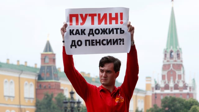 Demonstrant in Moskau Demonstrant in Moskau