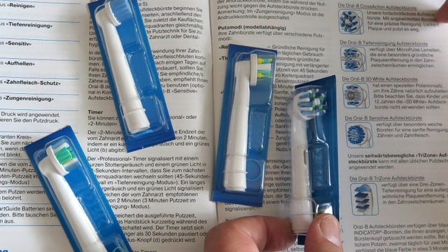 Vier Zahnbürsten für die Oral-B Trizone 6000 Vier Zahnbürsten für die Oral-B Trizone 6000
