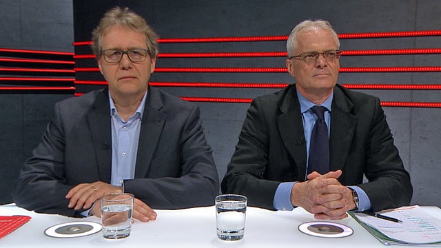 Josef «Jo» Lang und Thomas Minder am Expertentisch. Josef «Jo» Lang und Thomas Minder am Expertentisch.