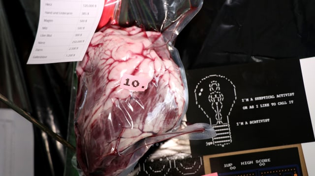 Ein Rinderherz in Plastik verschweisst. Ein Rinderherz in Plastik verschweisst.