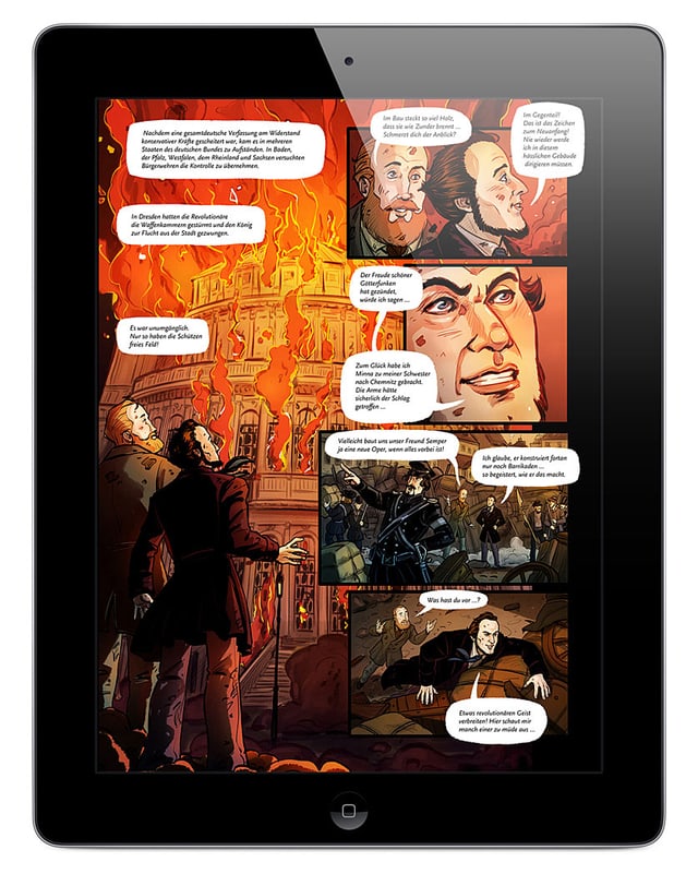 Still aus dem Comic der App Wagnerwahn. Still aus dem Comic der App Wagnerwahn.