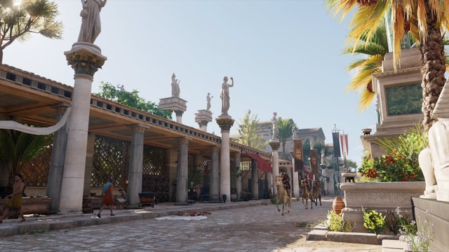 Eine Strasse mit Statuen und Reitern. Eine Strasse mit Statuen und Reitern.