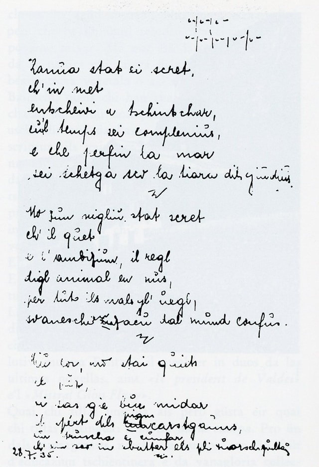 Facsimilie d'ina poesia betg publichada Facsimilie d'ina poesia betg publichada