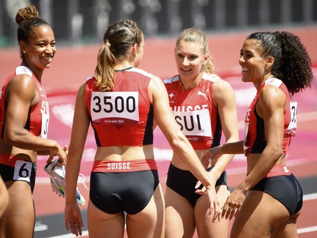 Salome Kora, Riccarda Dietsche, Ajla Del Ponte und Mujinga Kambundji (v.l.n.r.) Salome Kora, Riccarda Dietsche, Ajla Del Ponte und Mujinga Kambundji (v.l.n.r.)