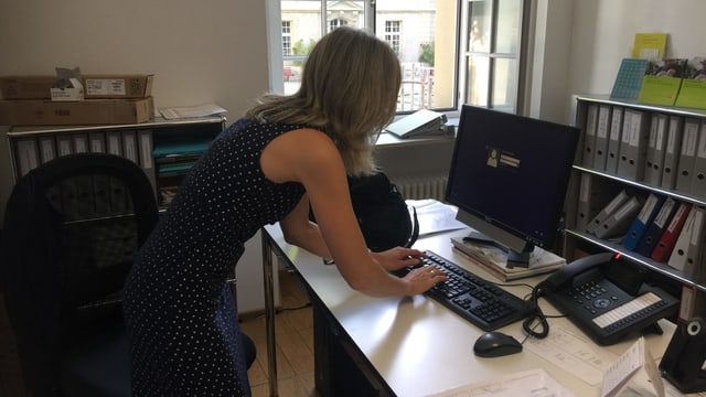Frau an Computer. Frau an Computer.