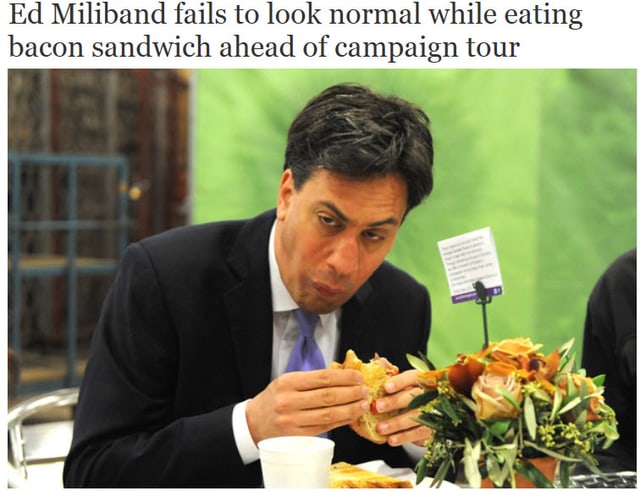 Miliband macht keine gute Figur beim Sandwichessen Miliband macht keine gute Figur beim Sandwichessen