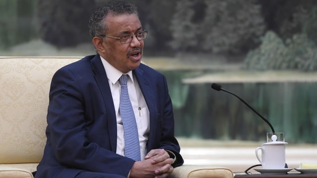 Tedros Adhanom, Direktor der WHO, an einem Treffen mit Xi Xinping. Tedros Adhanom, Direktor der WHO, an einem Treffen mit Xi Xinping.