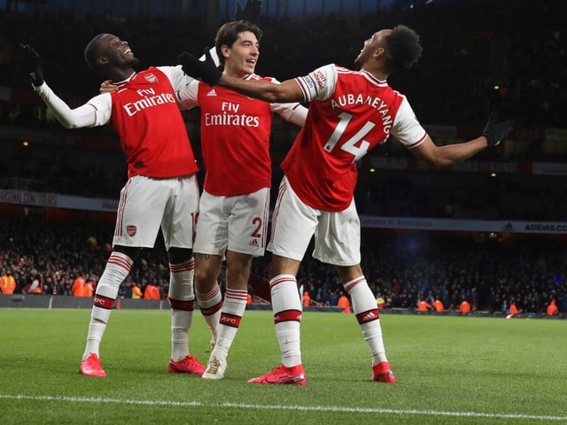 Die Arsenal-Spieler beim Sieg gegen Everton. Die Arsenal-Spieler beim Sieg gegen Everton.