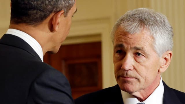 Chuck Hagel im Gespräch mit Barack Obama Chuck Hagel im Gespräch mit Barack Obama