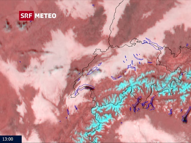 Hochnebel über Schweiz, vom Satelliten aus betrachtet. Hochnebel über Schweiz, vom Satelliten aus betrachtet.