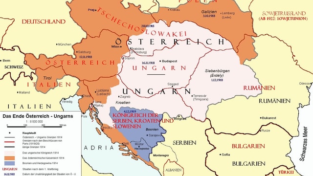 Karte von 1919 von Zentraleuropa. Karte von 1919 von Zentraleuropa.