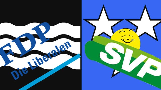 Aargauer Wappen mit Logo FDP und SVP Aargauer Wappen mit Logo FDP und SVP