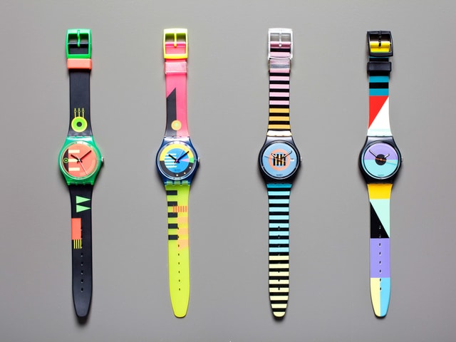 Bunte Swatch-Uhren von Robert-Durrer 1983-89. Bunte Swatch-Uhren von Robert-Durrer 1983-89.