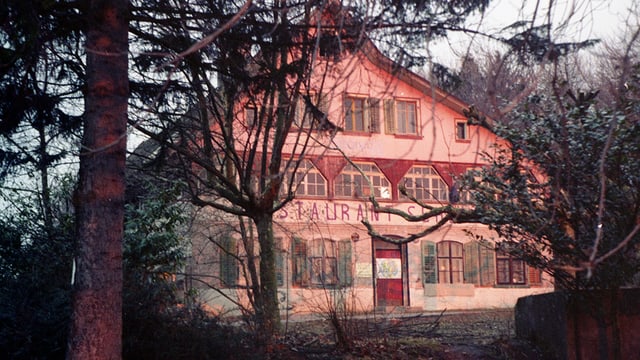 Das Restaurant, aufgenommen durch Bäume Das Restaurant, aufgenommen durch Bäume
