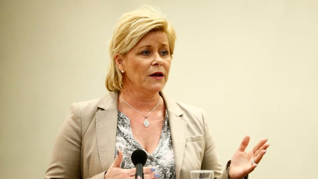 Eine Porträtaufnahme von der norwegischen Finanzministerin Siv Jensen. Eine Porträtaufnahme von der norwegischen Finanzministerin Siv Jensen.