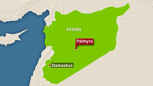 Karte von Syrien: Eingezeichnet sind Palmyra und Damaskus Karte von Syrien: Eingezeichnet sind Palmyra und Damaskus