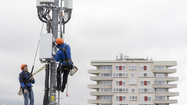 5G-Antenne wird aufgebaut 5G-Antenne wird aufgebaut