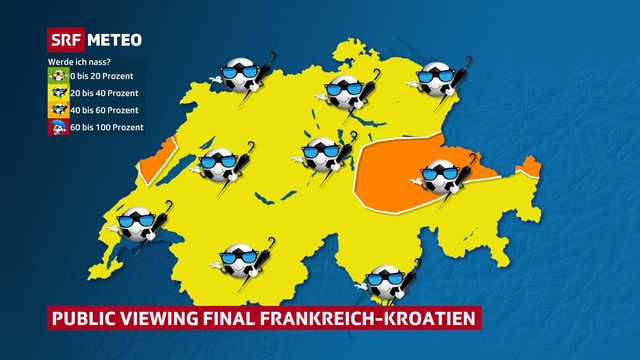 Schweizer Karte mit dargestellter Regenwahrscheinlichkeit. Schweizer Karte mit dargestellter Regenwahrscheinlichkeit.