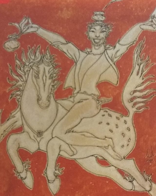 Gemälde mit einem Mann auf einem Pferd. Gemälde mit einem Mann auf einem Pferd.