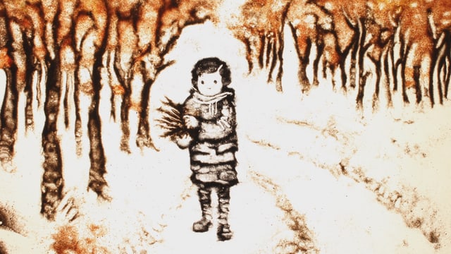 Animationsfilm, Mädchen allein im Wald Animationsfilm, Mädchen allein im Wald