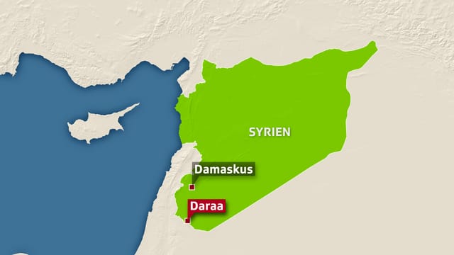 Syrienkarte. Darauf ist Damaskus und Daraa eingezeichnet ist. Syrienkarte. Darauf ist Damaskus und Daraa eingezeichnet ist.