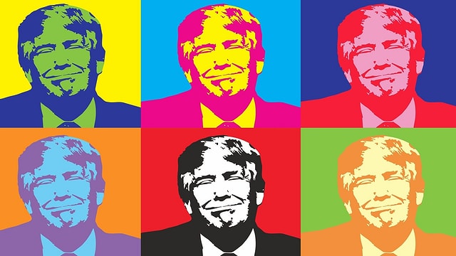 Trump in sechsfacher grafischer und bunter Ausführung Trump in sechsfacher grafischer und bunter Ausführung