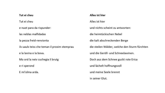 Ina da las poesias en rumantsch e tudestg. Ina da las poesias en rumantsch e tudestg.