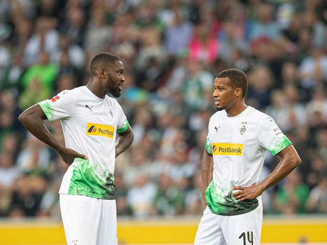 Gladbach-Spieler Thuram und Pléa. Gladbach-Spieler Thuram und Pléa.